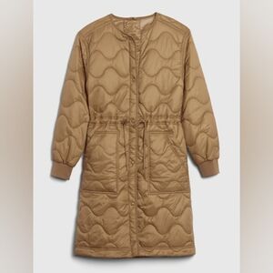 GAP Women's XS Upcycled Puffer Coat Amber Green Water Resistant Excellent Condit